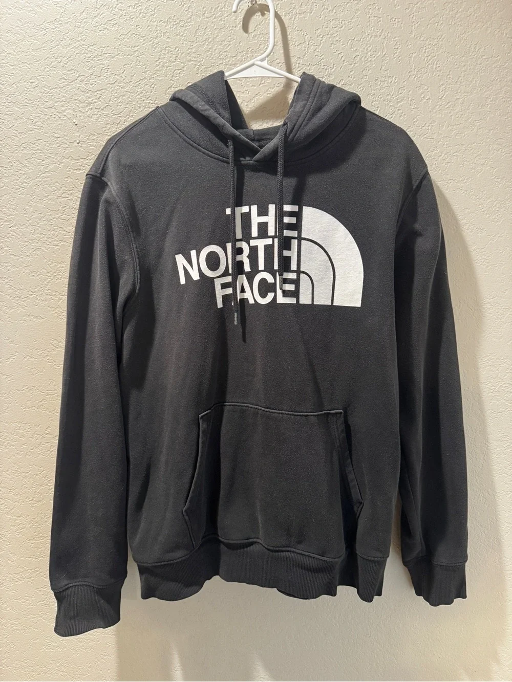 The North Face Men's Charcoal Hoodie with White Logo